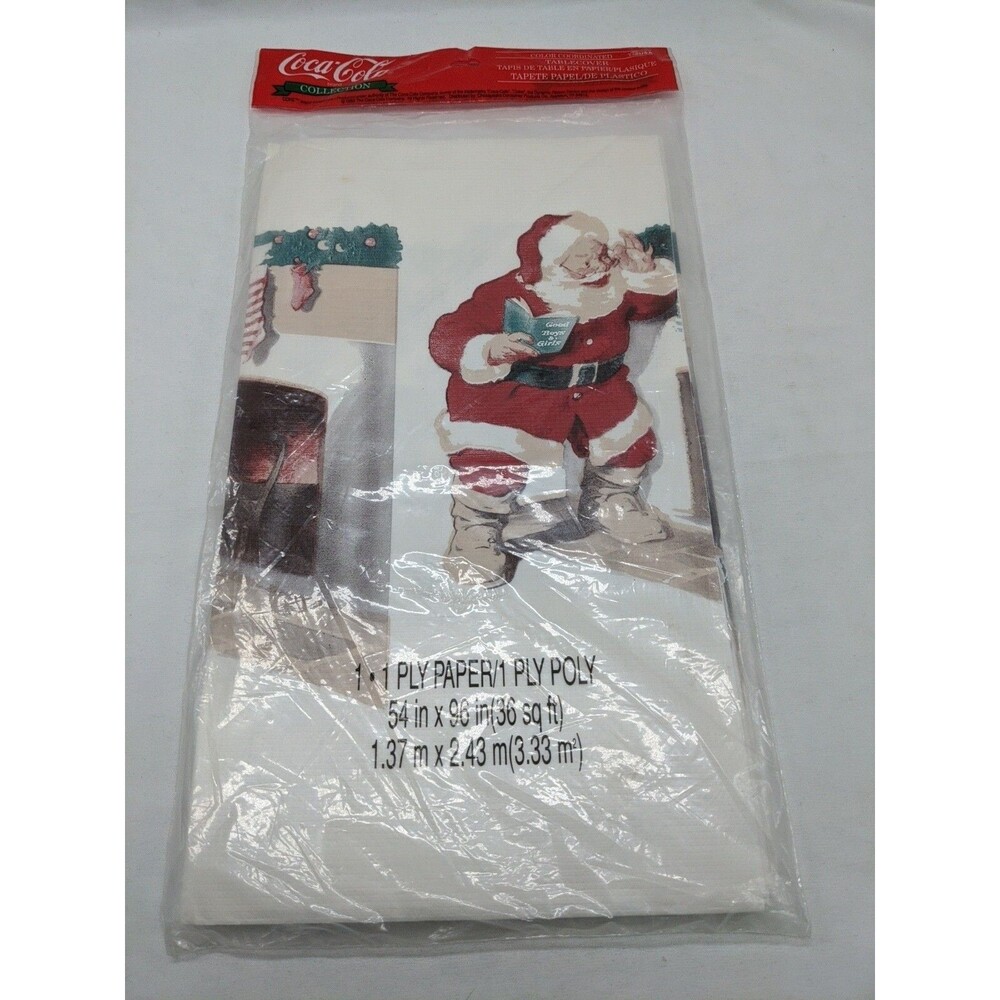 Vintage 1993 Coca Cola Santa Table Cloth 54" X 96"
